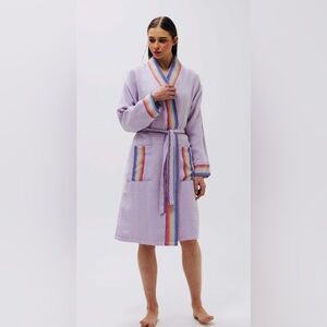 Bathrobe/ Loungewear / Rainbow Collection Hand-Woven Cotton Robe, Lavender